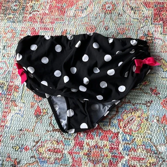 VENUS Marilyn Polka Dot Bikini Bottom Black & White Pink Size 12 - Picture 2 of 10
